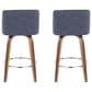 LumiSource Toriano Swivel Counter Stool with Blue Fabric Upholstery in Walnut and Chrome (Set of 2), , large