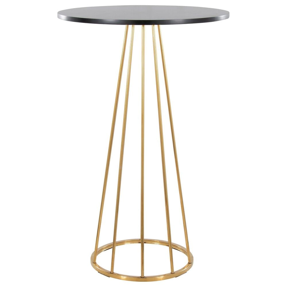 LumiSource Canary Bar Table in Gold Metal and Black Wood, , large
