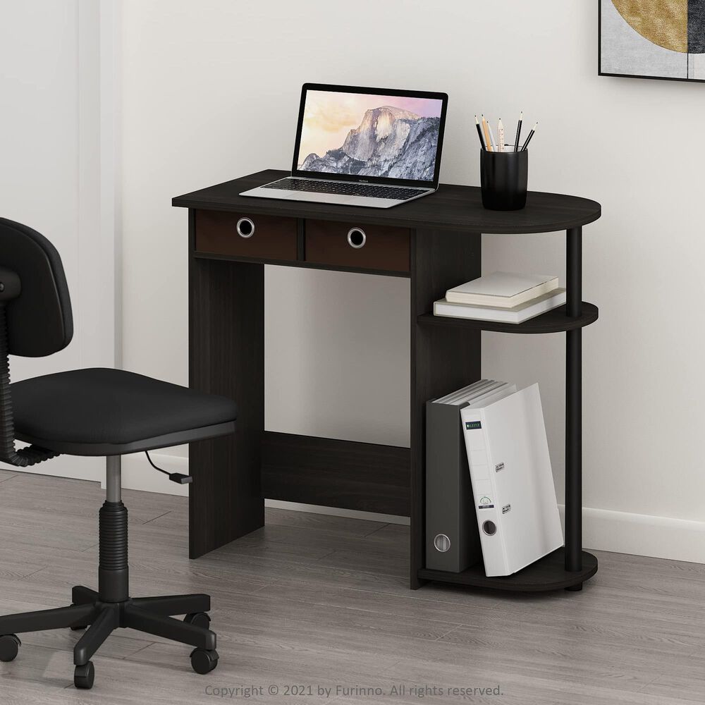 HOMLUX 32" Computer Desk with Two Drawers in Espresso and Black, , large