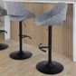 LumiSource Fabrico Swivel Adjustable Bar Stool with Grey Noise Fabric Upholstery and Rounded T Footrest in Black (Set of 2), , large