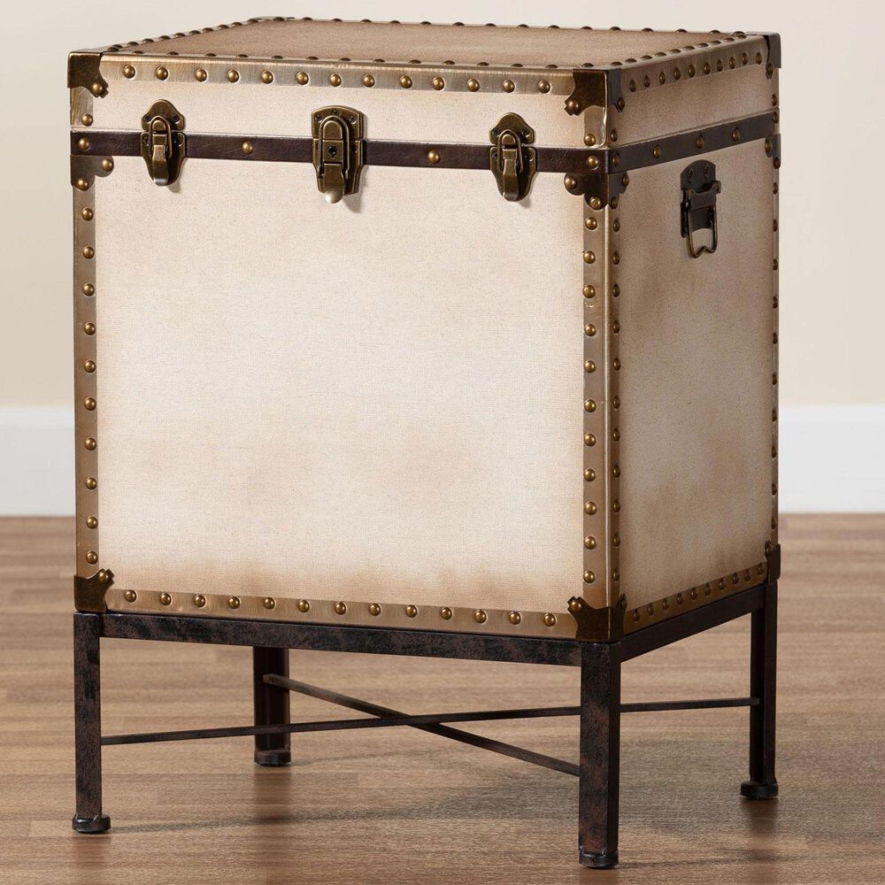 Baxton Studio Laura Lift-Top Trunk End Table in White, , large