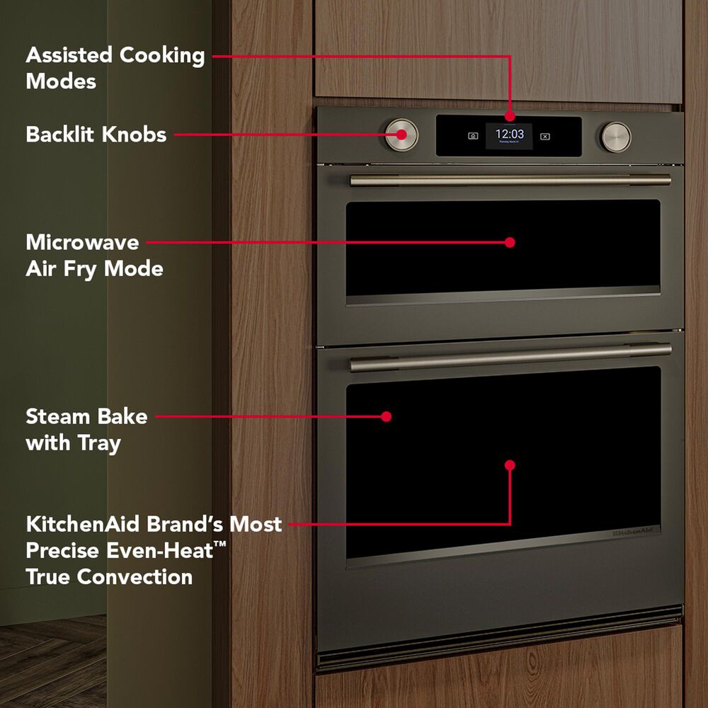 KitchenAid 2-Piece Kitchen Package with Black Ore 30" Smart Combination Wall Oven and Black 30" Electric Cooktop, , large