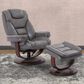 Simeon Collection Monarch Leather Manual Reclining Swivel Chair and Ottoman in Ice, , large