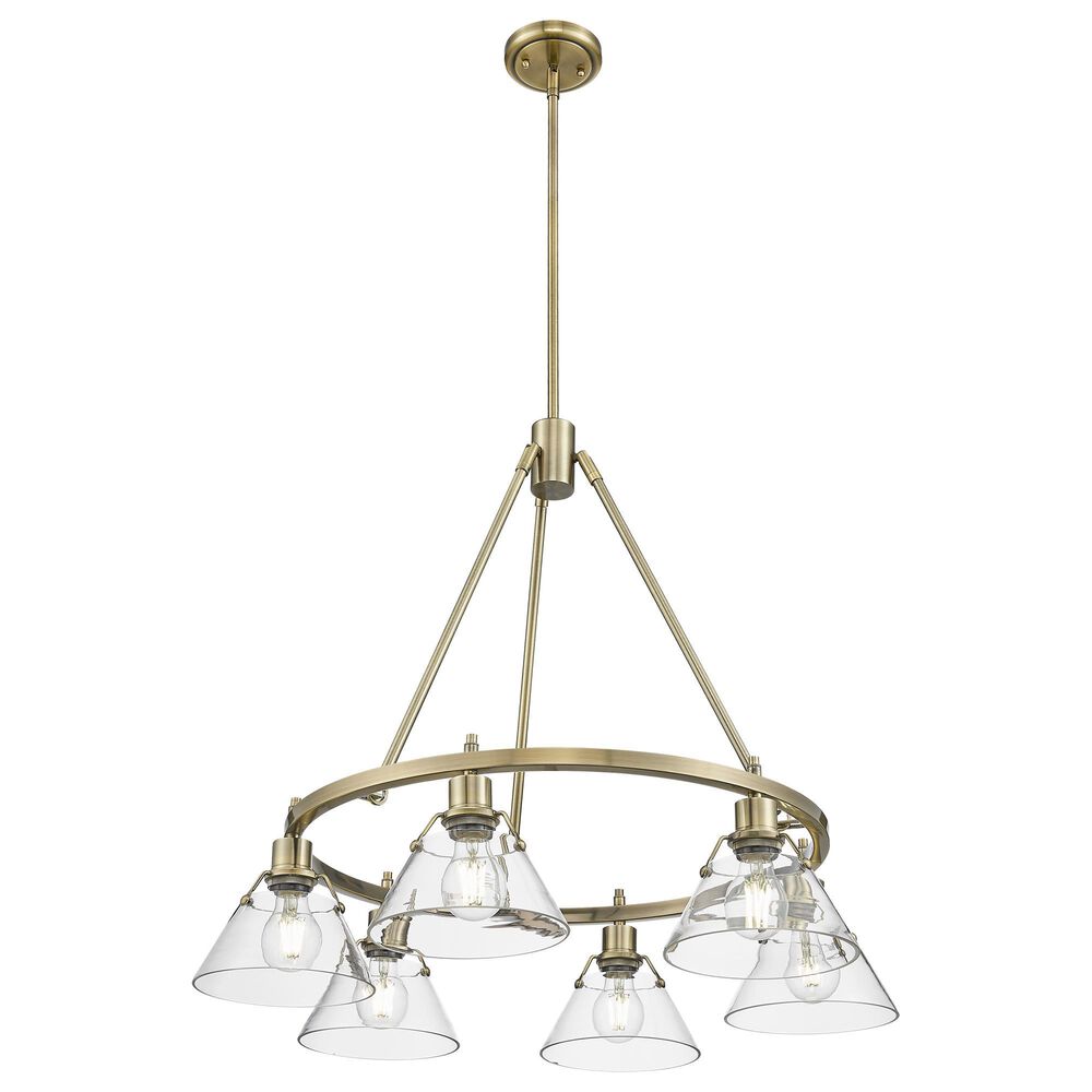 Golden Lighting Orwell 6-Light Chandelier with Clear Glass Shade in Aged Brass, , large