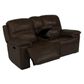 Flexsteel Fenwick Leather Power Reclining Loveseat with Console in Dark Brown, , large