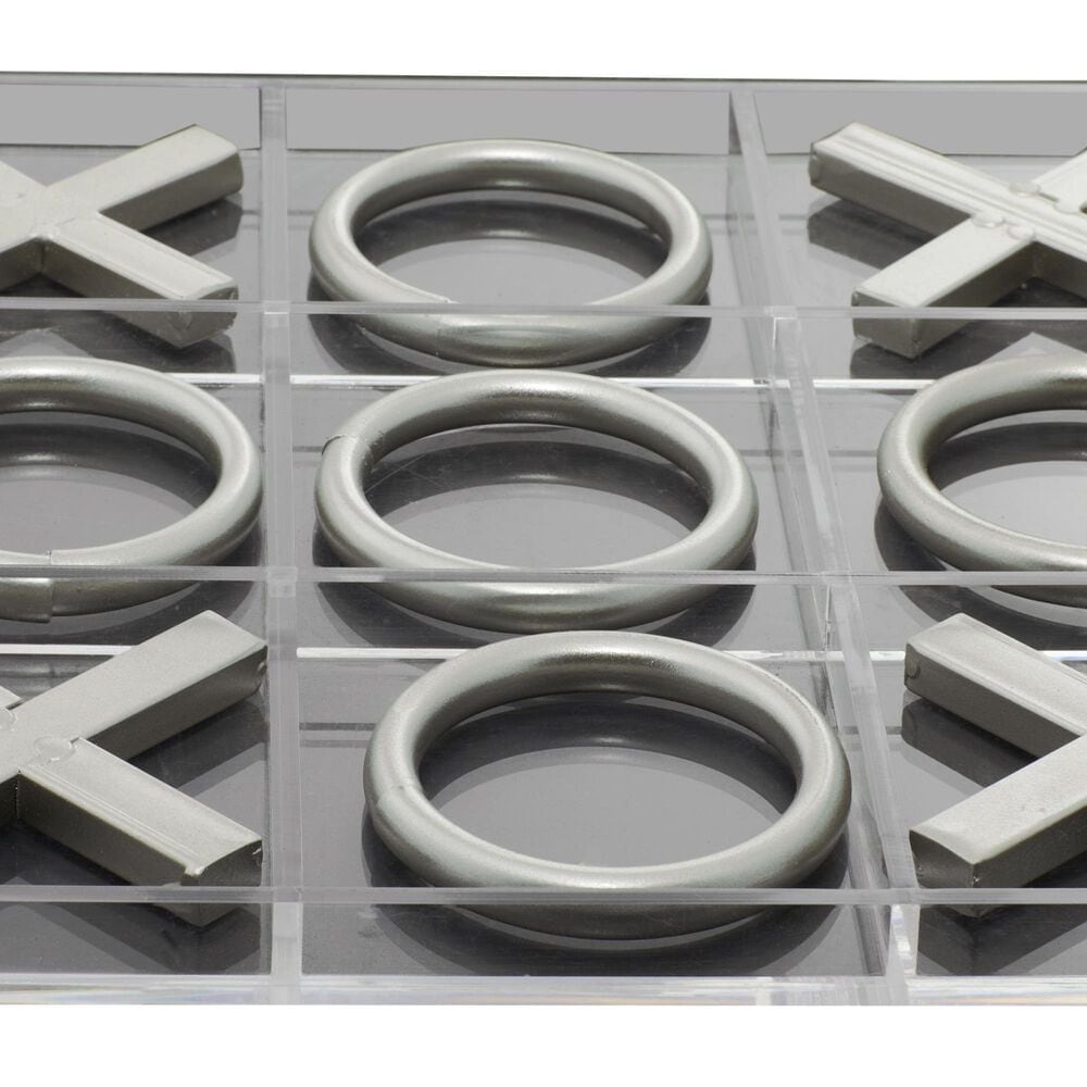 Maple and Jade 10-Piece Tic Tac Toe Home Decor Game Set in Polished Clear and Silver, , large