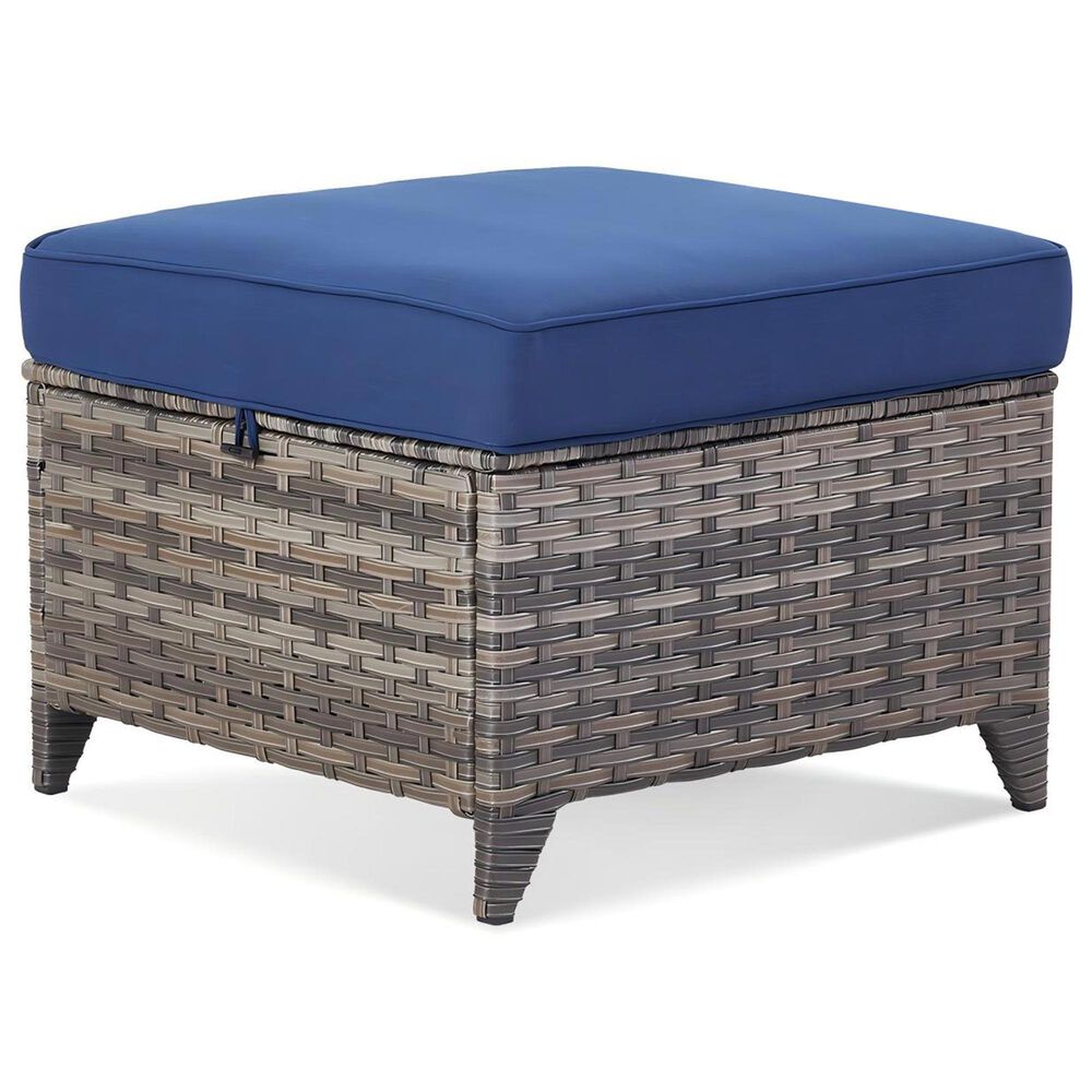 Sunwell Garden 5-Piece Patio Chat Set with Two Swivel and Gliding Chairs in Navy, , large