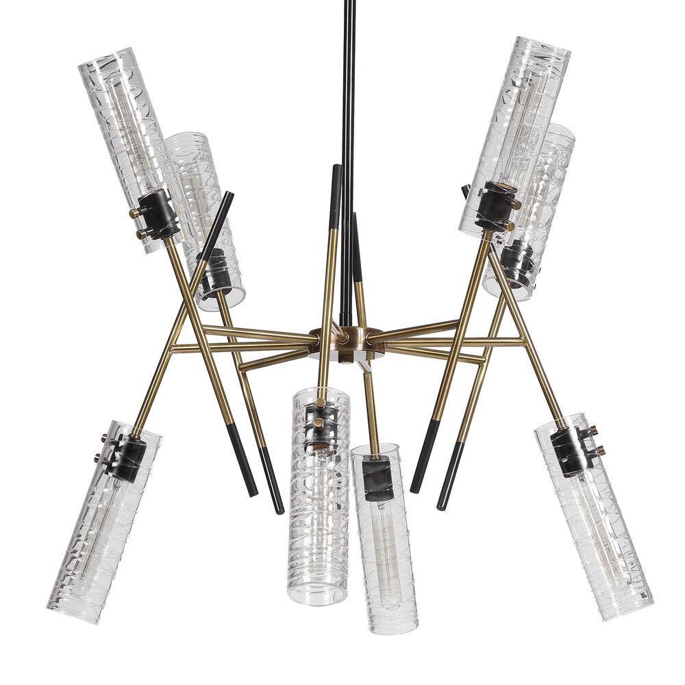 Uttermost Telesto 8-Light Pendant in Black and Antique Brass, , large