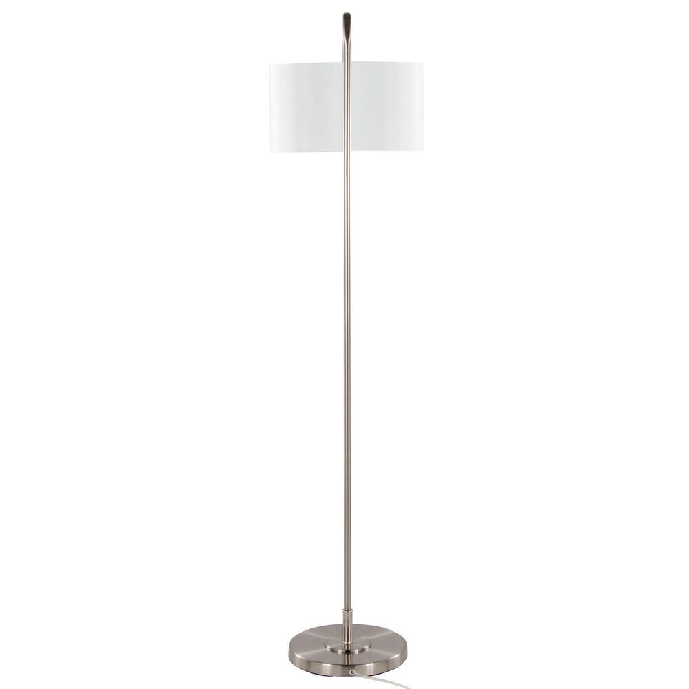 LumiSource Puck 63" Metal Floor Lamp in Brushed Nickel, , large