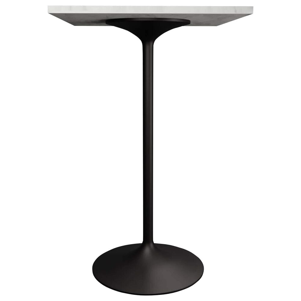 Leisuremod LeisureMod Verve Collection Modern Bar Height Table Black Base with 27 Square Marbleized White Laminated  Top, , large