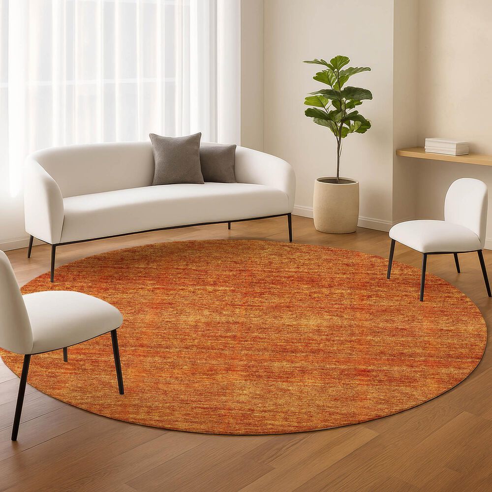 Dalyn Rug Company Soft Essentials Solid Orange 8' Round Indoor/Outdoor Area Rug, , large