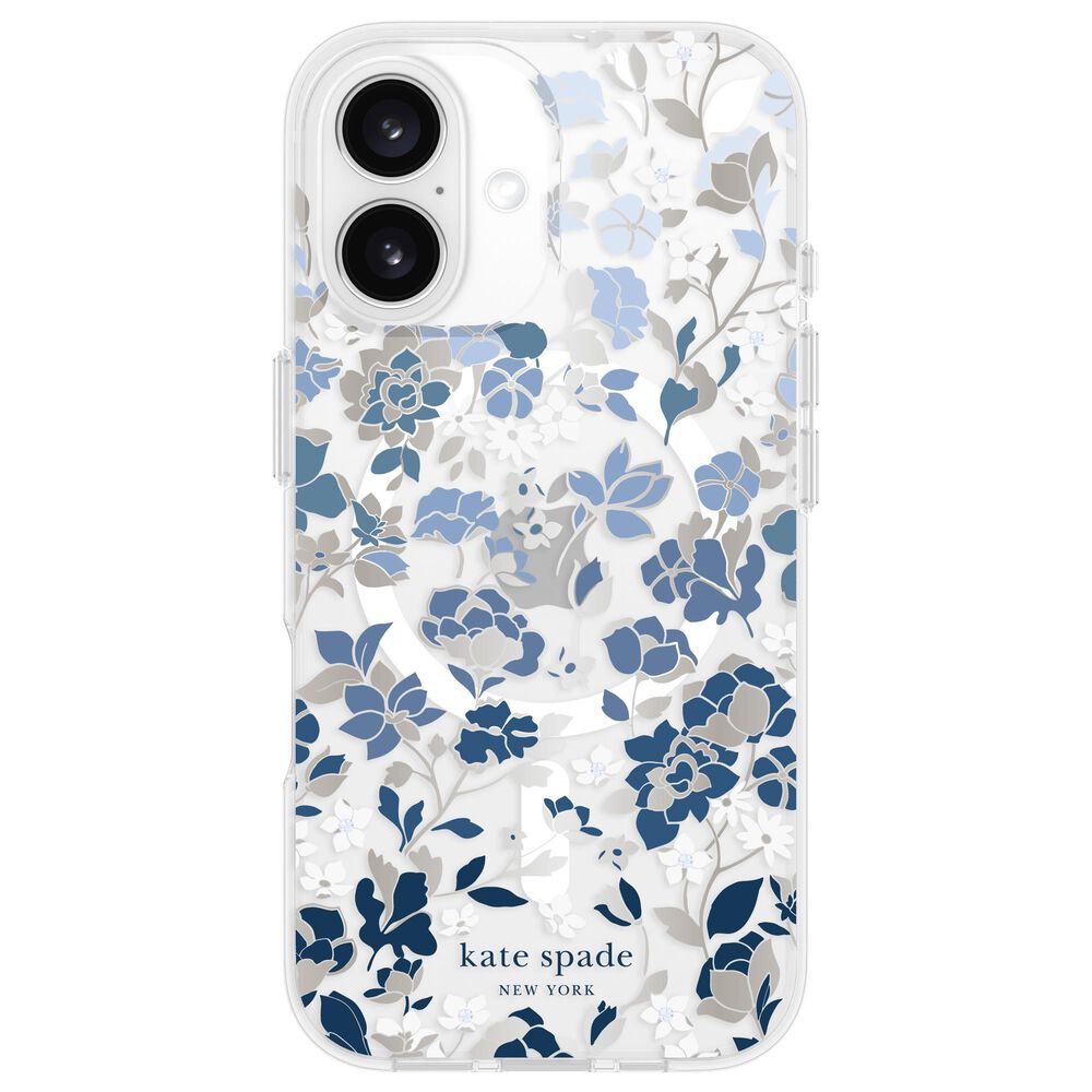 Kate Spade Protective MagSafe Case for iPhone 16 in Flowerbed Blue, , large