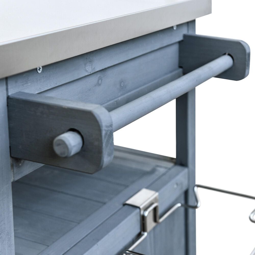 HOMLUX 40.5" Outdoor Kitchen Island with One Drawer in Blue Grey and Stainless Steel, , large
