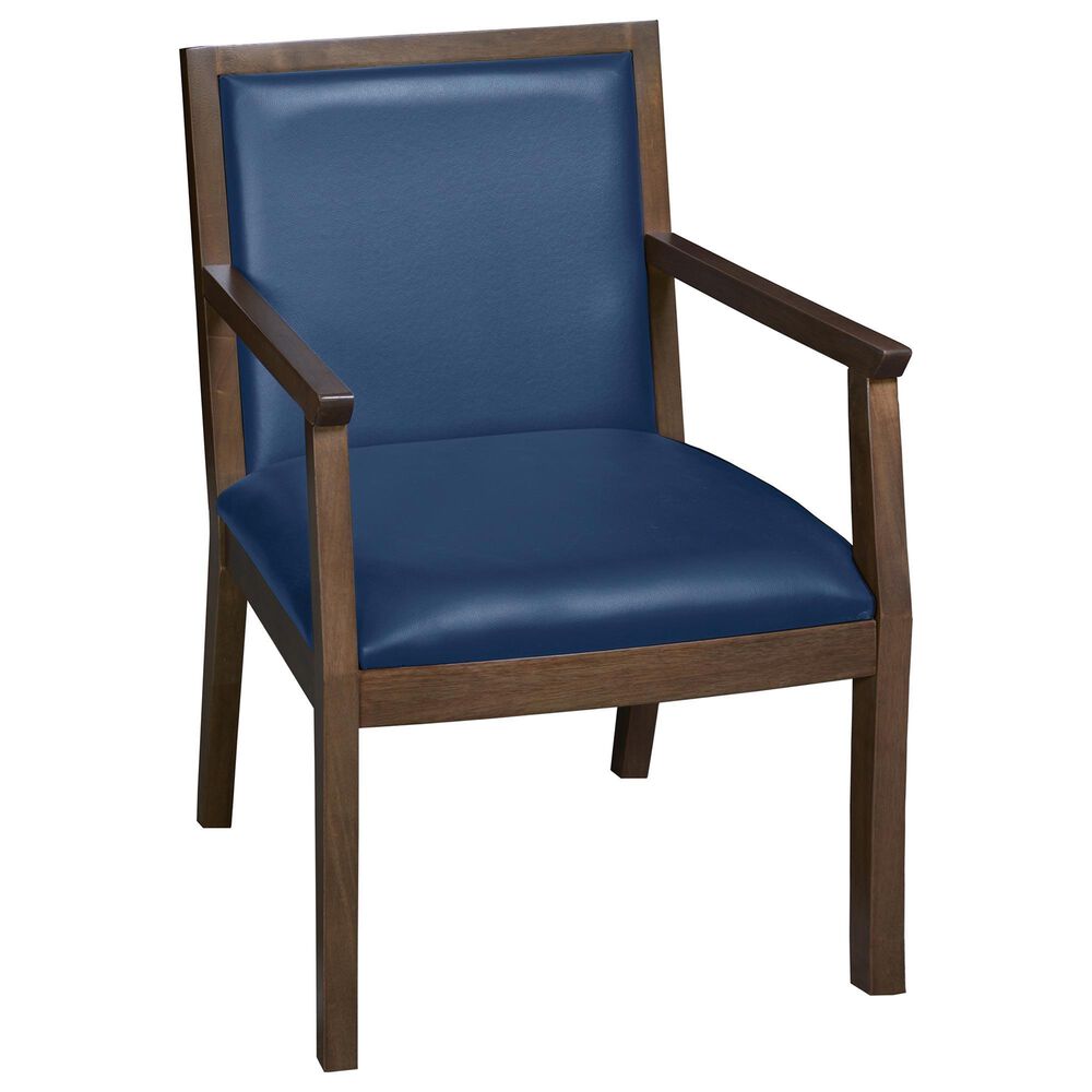 Regency Global Sourcing Regent WallGuard Guest and Reception Side Chair with Navy Blue Cushion in Neo Walnut, , large