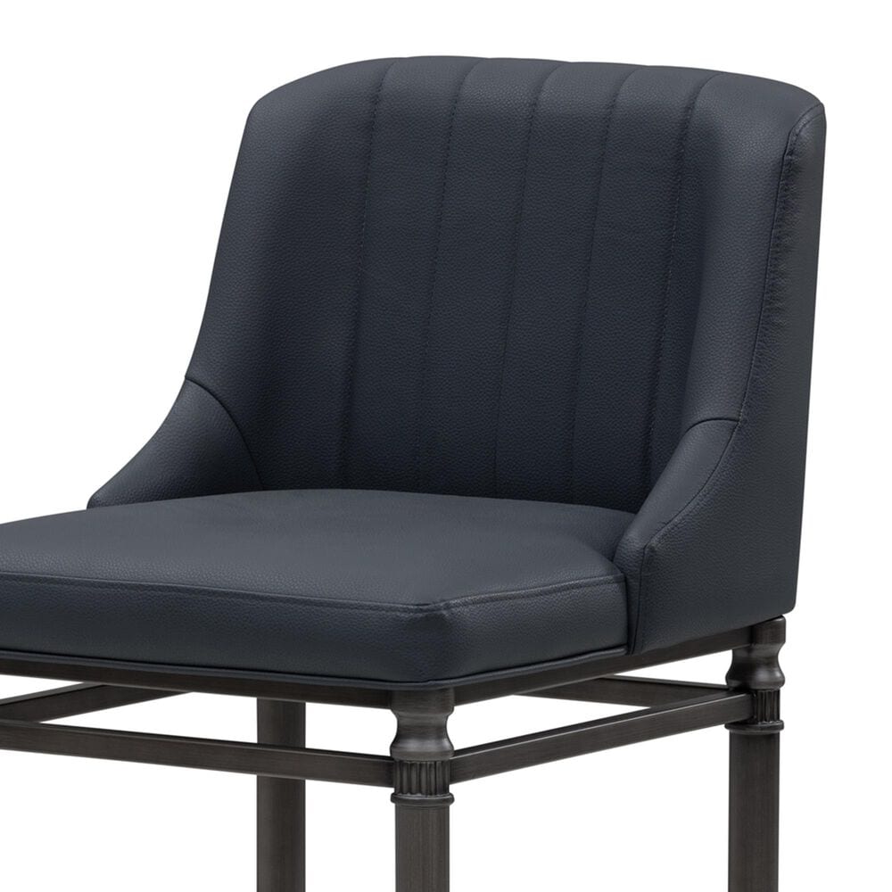 Armen Living Marvin Counter Height Stool with Night Life Blue Upholstery in Antique Pewter, , large