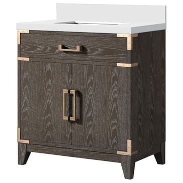 Lexora Home Laurel 30" Single Bathroom Vanity in Brown Oak with White Cultured Marble Top and Rectangular Sink, , large