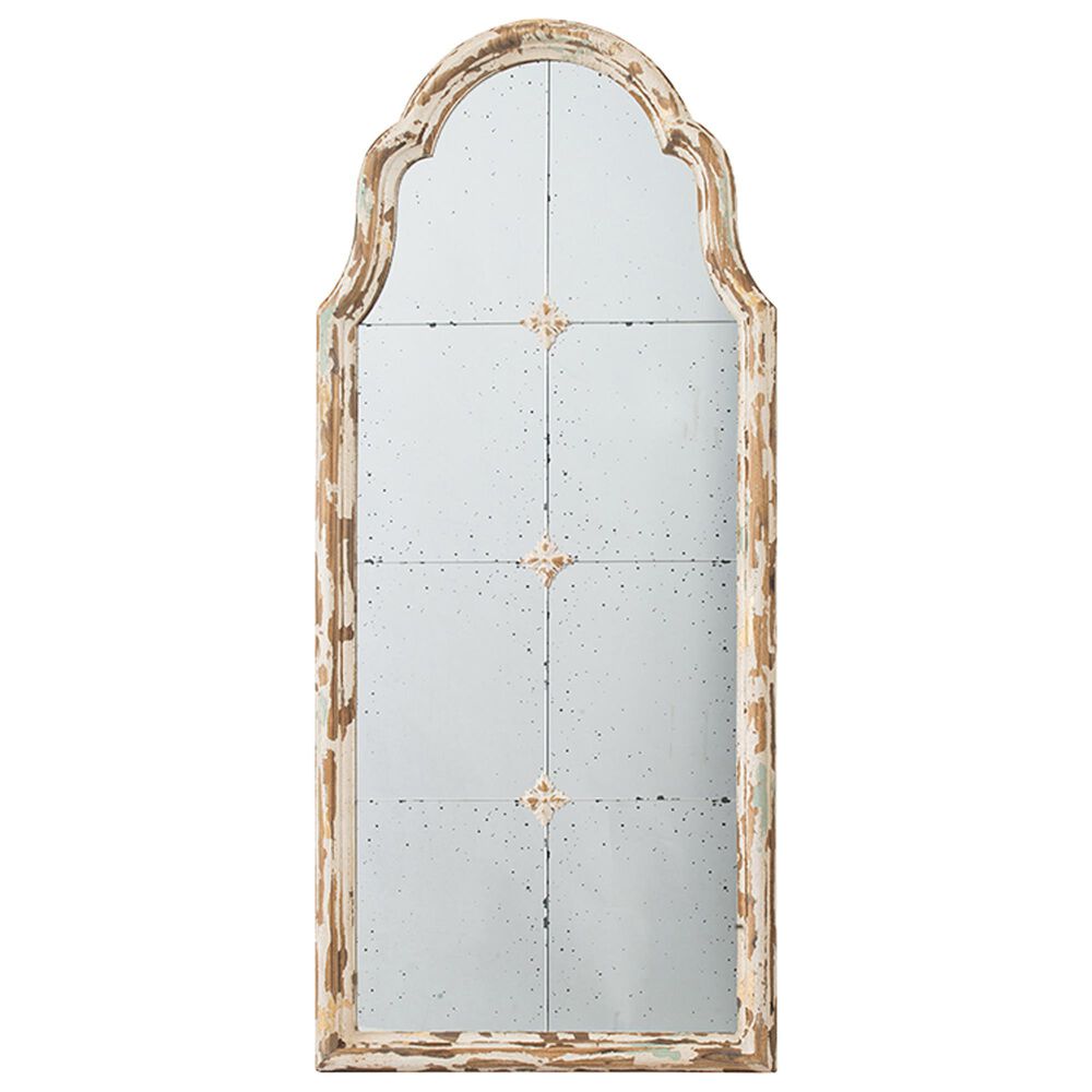 Hearth and Haven Wood Arched Mirror with 3 Small Medallions in Cream and Gold, , large