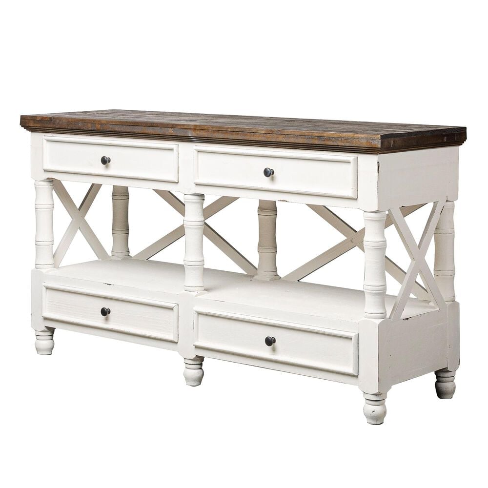 Rustic Imports Console Table in White with Raftwood Top, , large