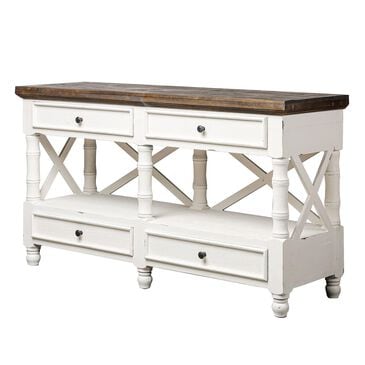 Rustic Imports Console Table in White with Raftwood Top, , large