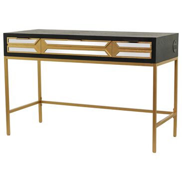 Maple and Jade 3-Drawer Desk in Black and Gold, , large