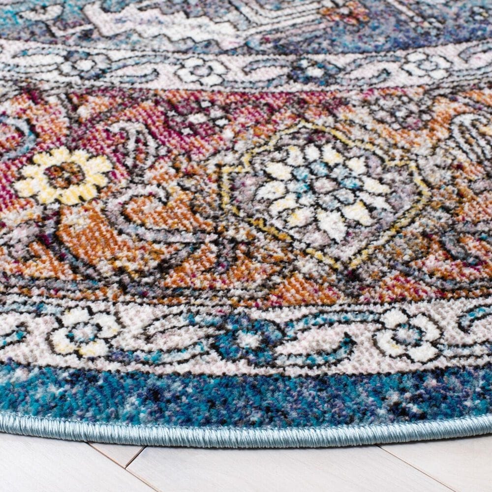 Safavieh Aria 6&#39;6&quot; Round Turquoise and Light Orange Area Rug, , large