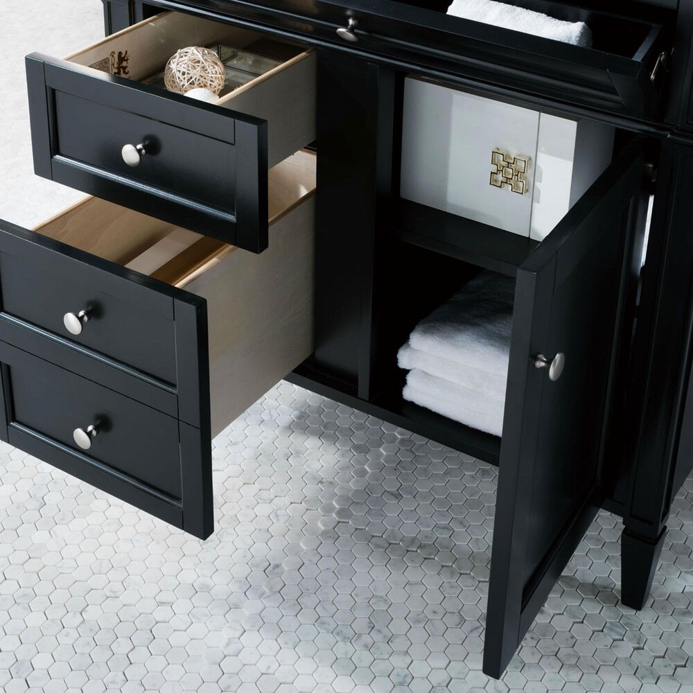 James Martin Vanities Brittany 36&quot; Single Bathroom Vanity in Black Onyx with 3 cm Eternal Jasmine Pearl Quartz Top and Rectangle Sink, , large