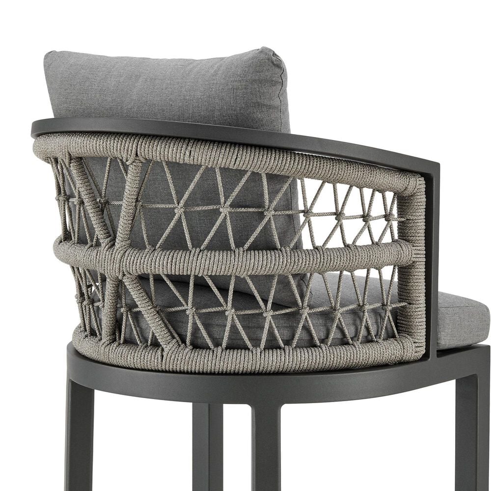 Armen Living Zella Patio Bar Stool with Earl Gray Cushion in Gray, , large