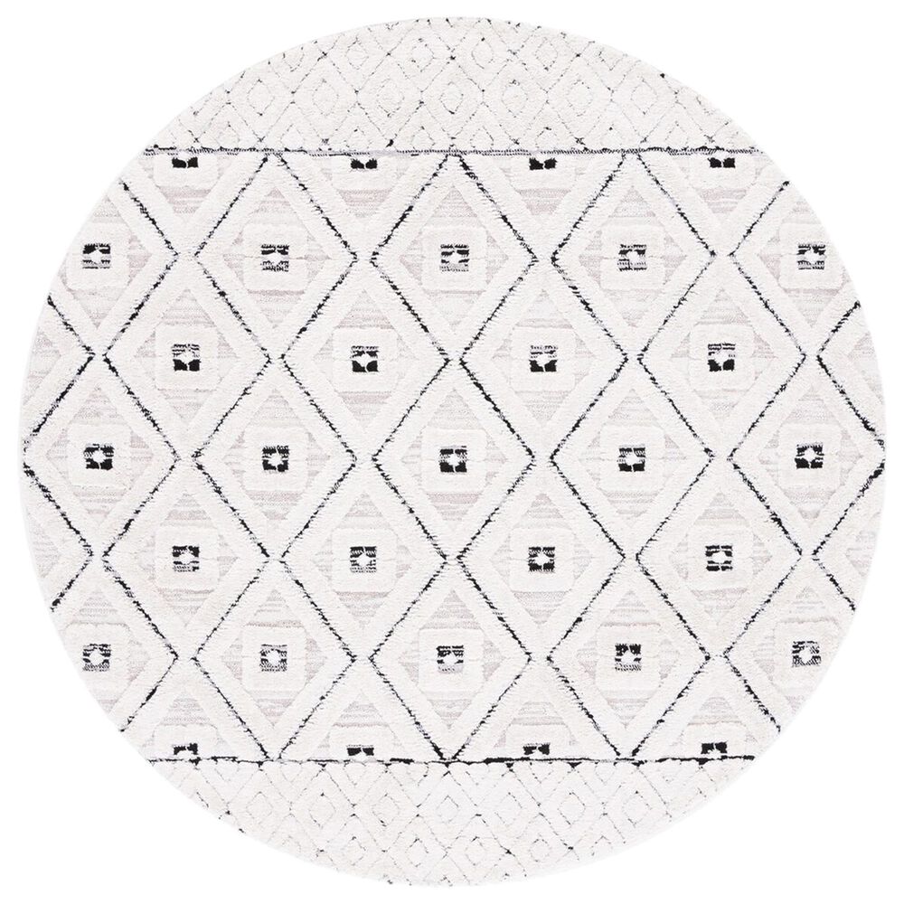 Safavieh Marrakesh MRK546A 6"7" Round Ivory and Grey Area Rug, , large