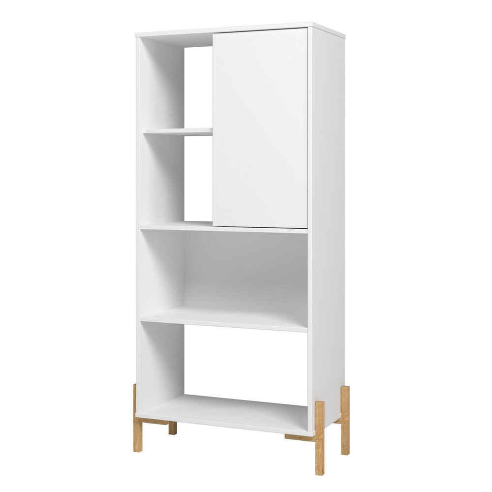 Dayton Bowery 5-Shelf Bookcase in White/Oak, , large