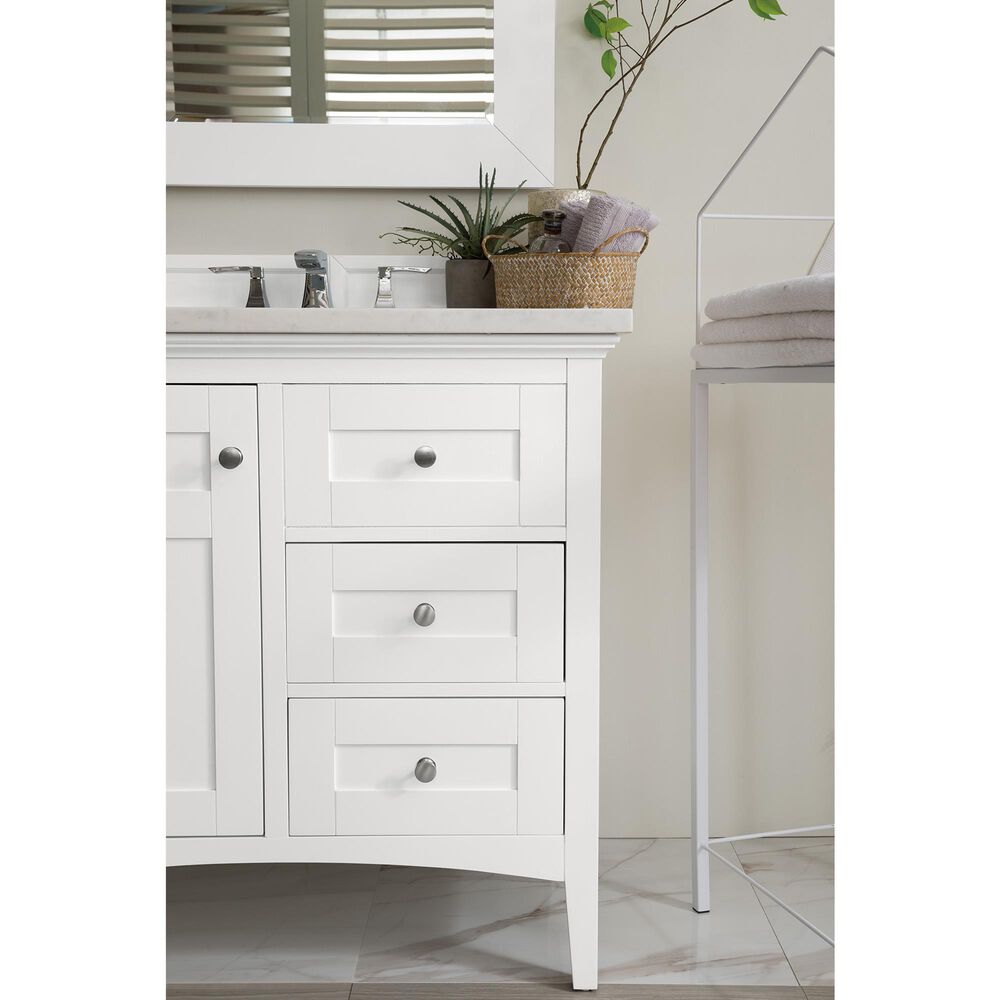 James Martin Vanities Palisades 36&quot; Single Bathroom Vanity in Bright White with 3 cm Arctic Fall Solid Surface Top and Rectangular Sink, , large