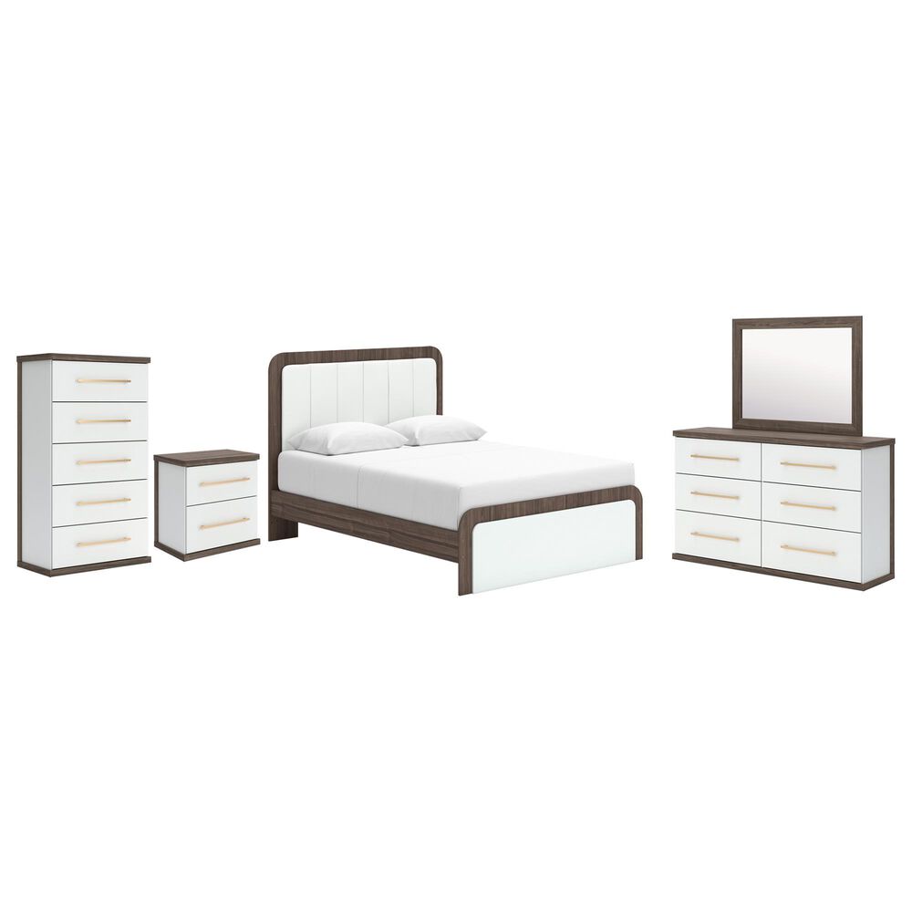 Ashley Kendanport 5 Piece Queen Bedroom Set in Brown and White, , large