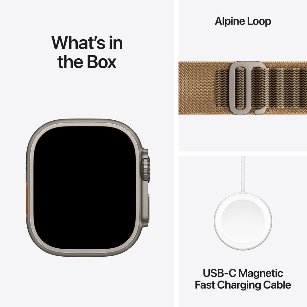 Apple Watch Ultra 4 (GPS + Cellular) 49mm Natural Titanium Case with Desert Alpine Loop - S and 2-Year AppleCare+, , large