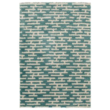 Central Oriental Tulsa Gordie 5" x 7"3" Aqua and White Sand Area Rug, , large