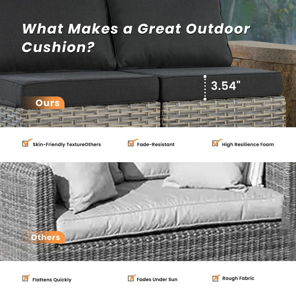 HOMLUX 7-Piece Patio Conversation Set in Black, , large