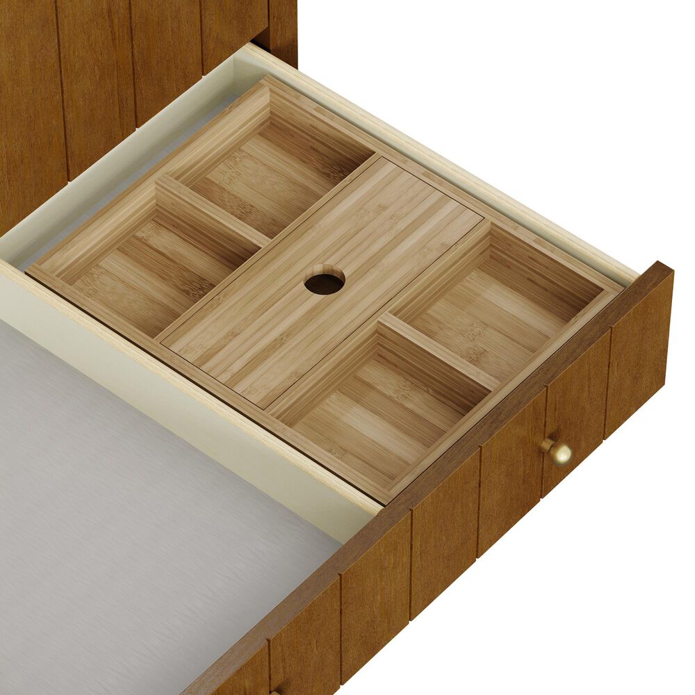 James Martin Hudson 30" Single Bathroom Vanity in Honey Oak with 3 cm Ethereal Noctis Silestone Top and Rectangular Sink, , large