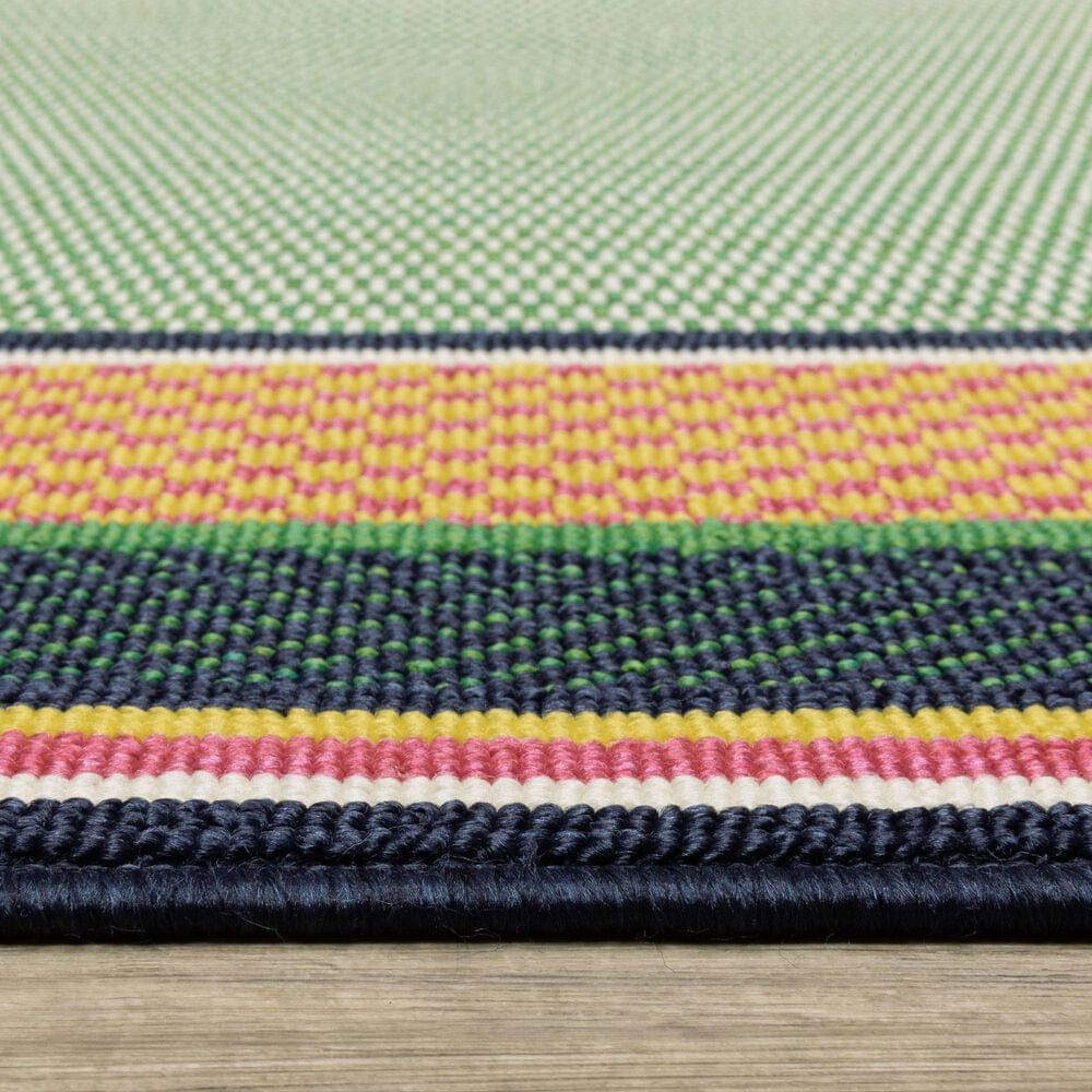 Oriental Weavers Havana Geometric Green and Navy 3'3" x 5' Indoor/Outdoor Area Rug, , large
