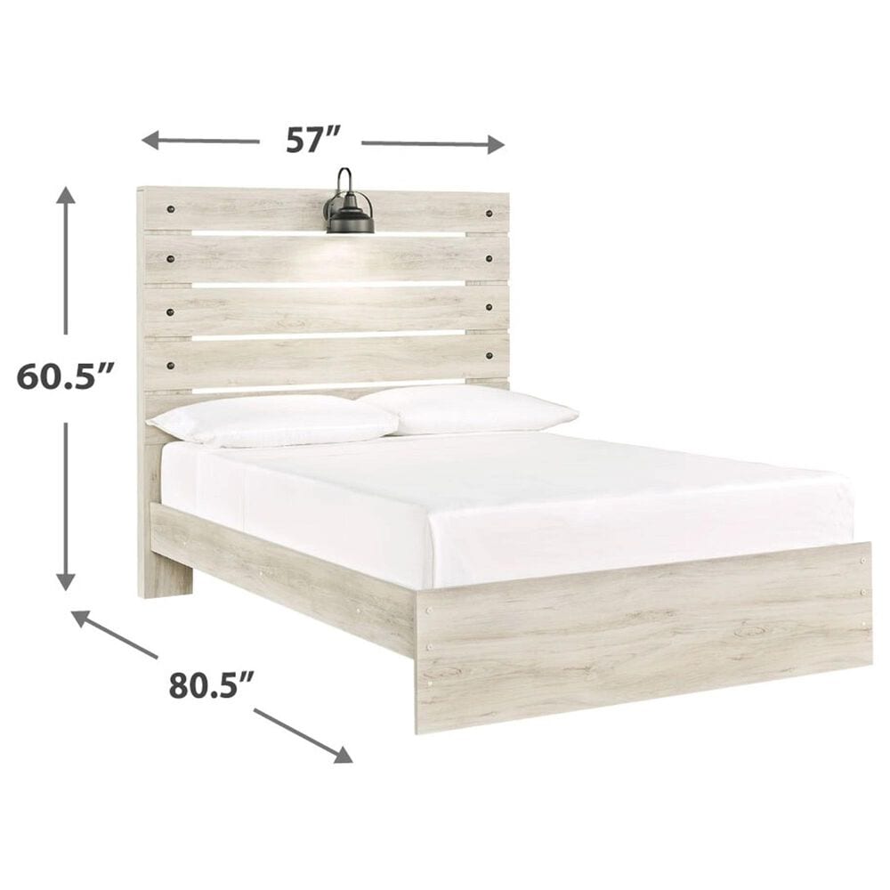 Ashley Cambeck Full Panel Bed in Whitewash with Lighting, , large