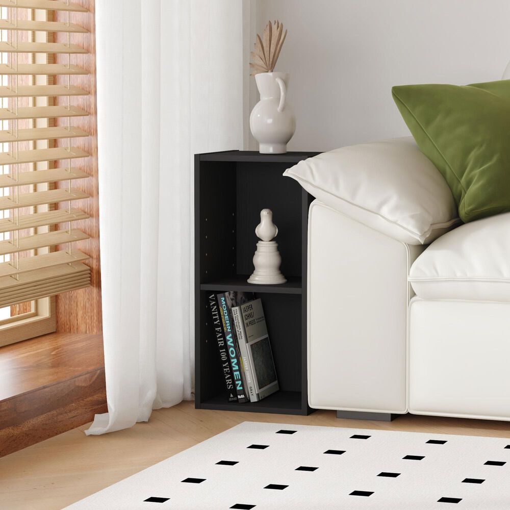 HOMLUX 2-Tier Space Saving Storage Bookcase with Adjustable Shelf in Blackwood, , large