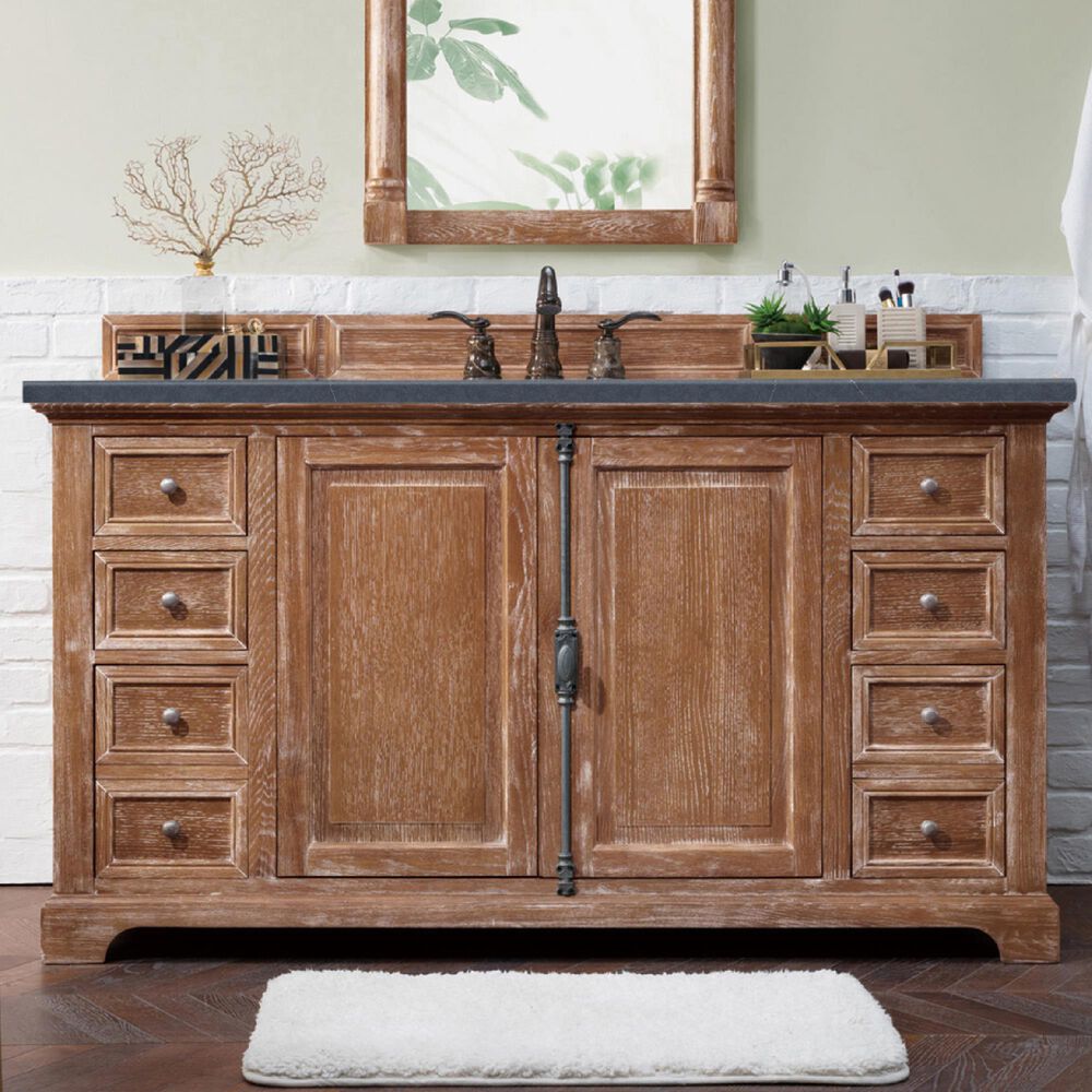 James Martin Providence 60" Single Bathroom Vanity in Driftwood with 3 cm Charcoal Soapstone
