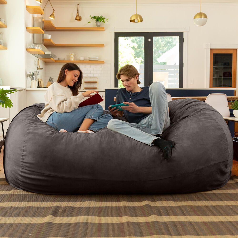 Jaxx 7&#39; Giant Bean Bag Sofa in Charcoal, , large