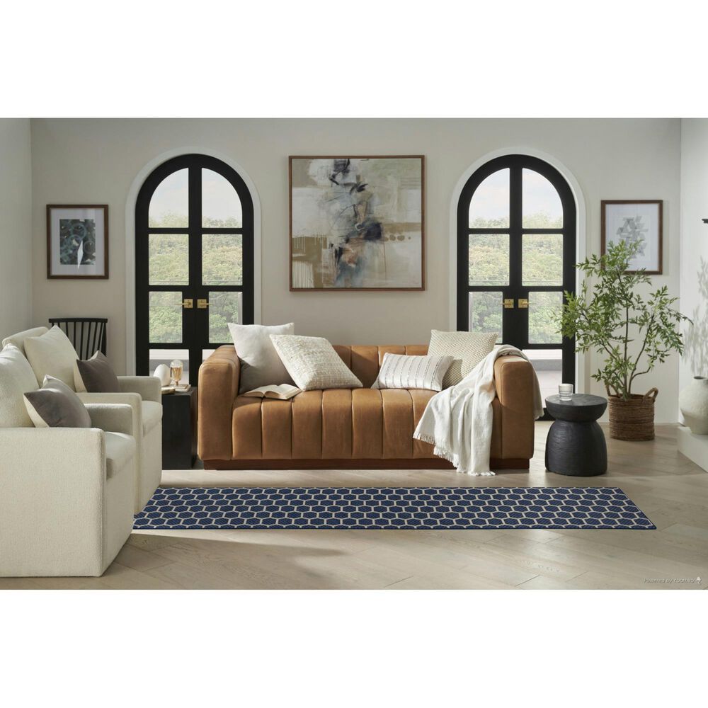 Nourison Twist Reversible 2&#39;2&quot; x 10&#39; Navy Indoor/Outdoor Runner, , large