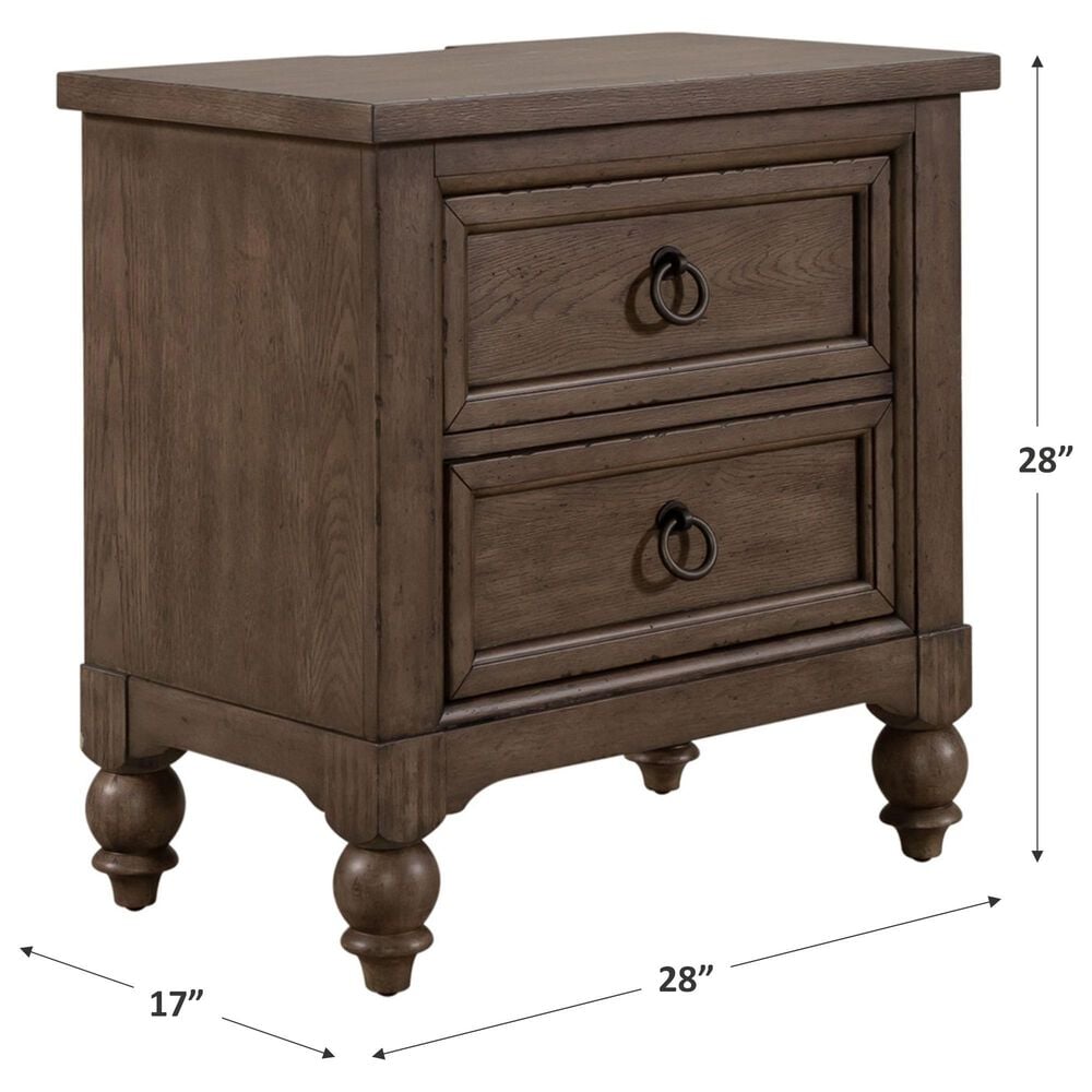 Belle Furnishings Americana Farmhouse 2 Drawer Nightstand in Dusty Taupe and Black, , large