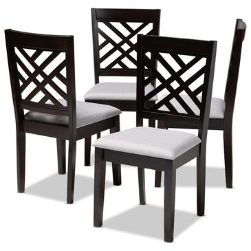 Baxton Studio Caron Side Chair with Gray Cushion in Espresso Brown (Set of 4), , large