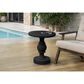Hearth and Haven Outdoor Round Side Table with Sculpted Pedestal Base in Black, , large