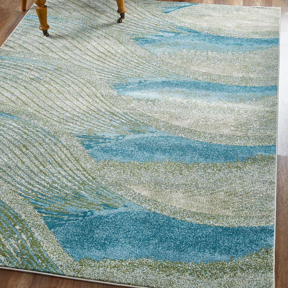 Kas Oriental Rugs Illusions Waves 3&#39;3&quot; x 4&#39;11&quot; Seafoam Area Rug, , large