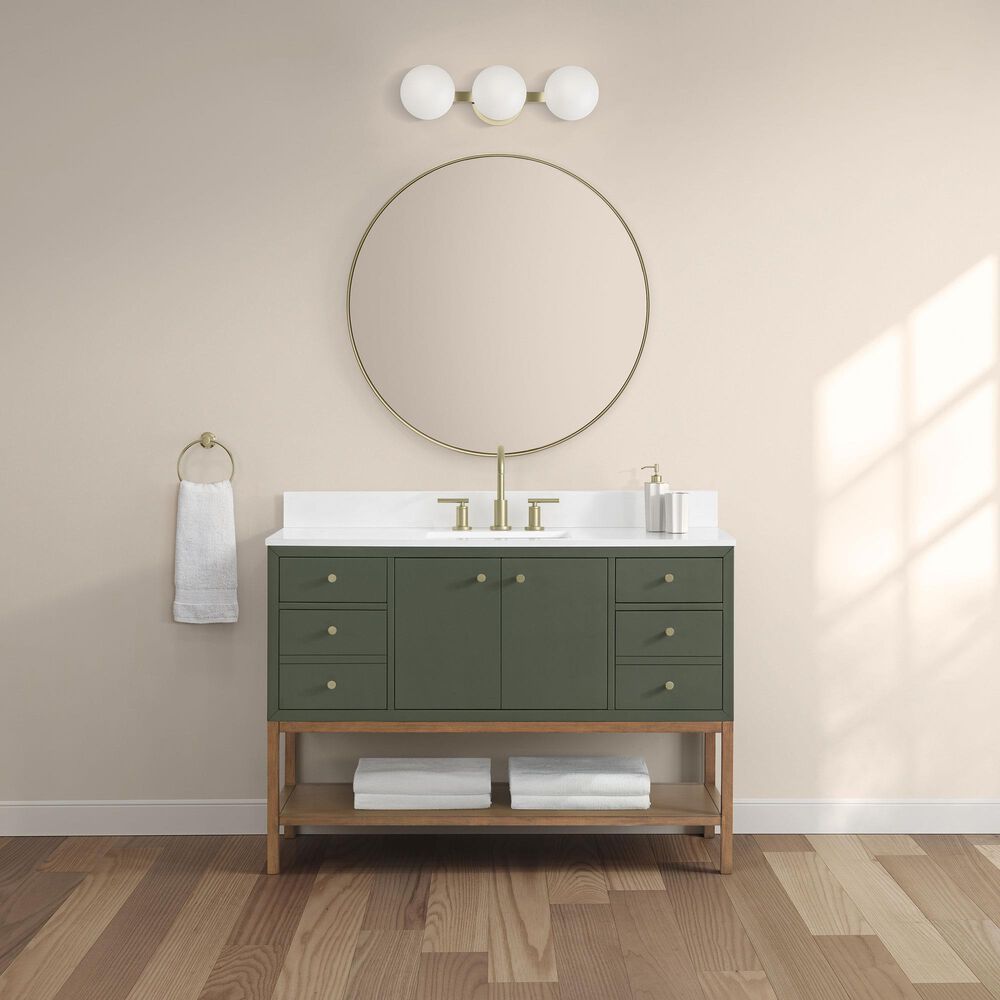 37B Isadore 48" Single Bathroom Vanity Cabinet in Deep Olive Green and White Composite Stone Top and Backsplash, , large