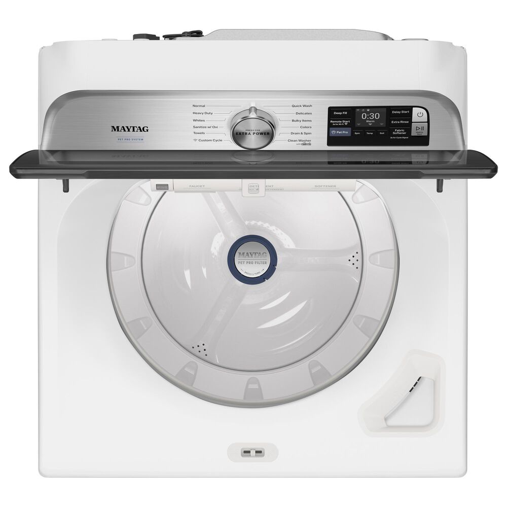 Maytag 5.3 Cu. Ft. Smart Pet Pro Top Load Impeller Washer and 7.4 Cu. Ft. Gas Smart Top Load Dryer Laundry Pair in White, , large