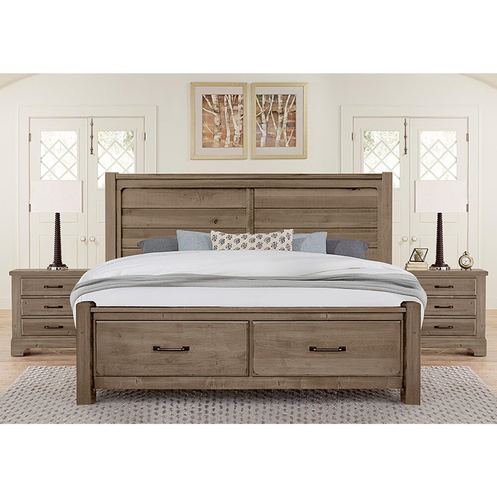 Viceray Collections Cool Rustic King Storage Bed in Stone Grey, , large
