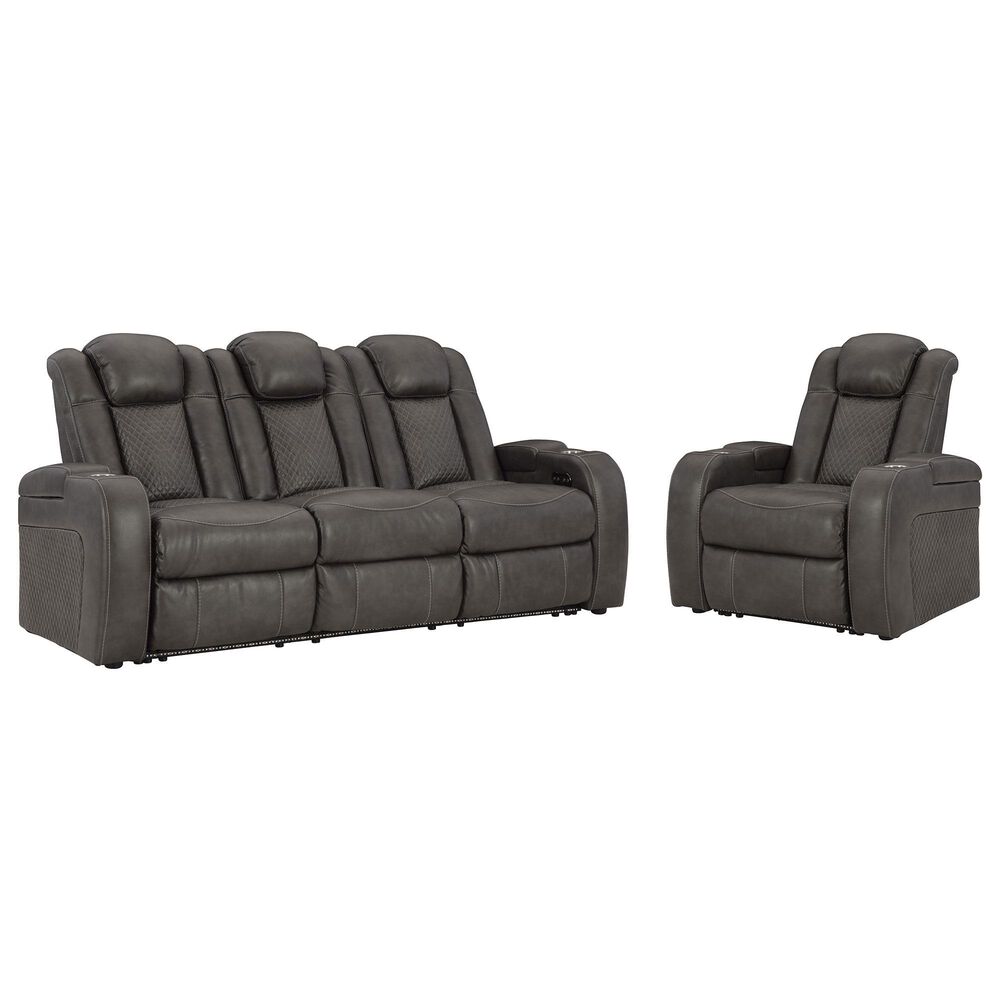 Ashley Fyne-Dyme Power Reclining Sofa and Recliner Set in Shadow, , large