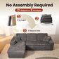 HOMLUX 2-Piece Stationary Left-Facing Chaise with Loveseat and Corduroy Fabric Upholstery in Grey, , large